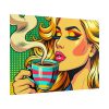 Girl Drinking Coffee in Pop Art Poster