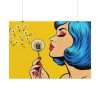 Girl With Blue Hair in Pop Art Style Poster