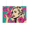 Pop Art Woman With Pink Donuts Poster