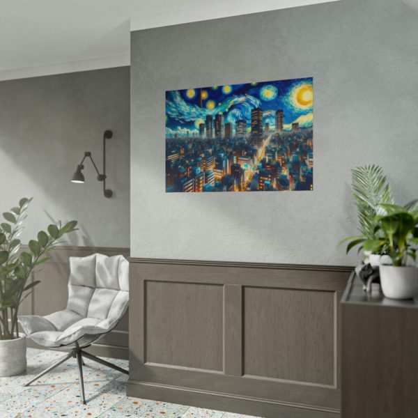 Tokyo With a Swirling Star-Filled Sky Poster