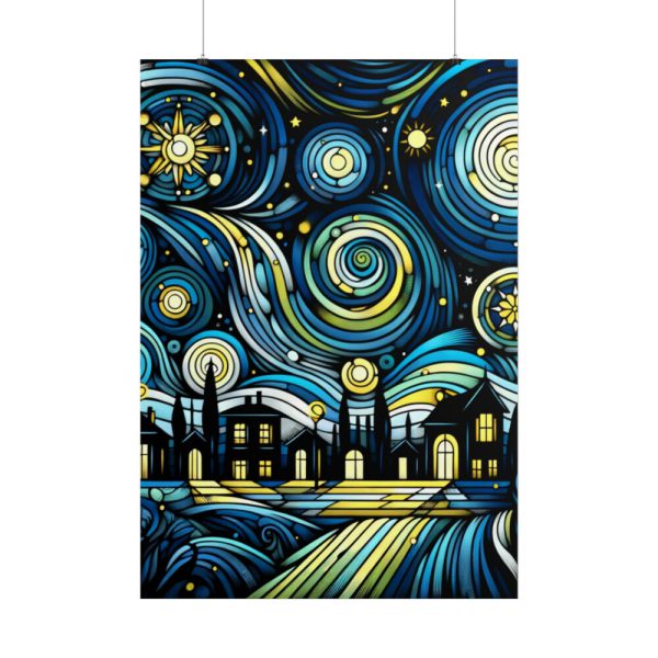 101894-1.jpg Whimsical and Vibrant Nighttime Landscape Poster