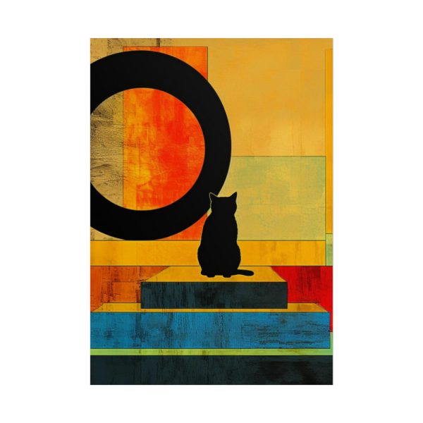 Black Cat Sitting on Squares Poster