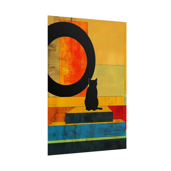Black Cat Sitting on Squares Poster