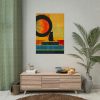 Black Cat Sitting on Squares Poster