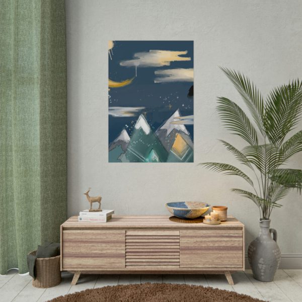 101894-413.jpg Mountains With a Silhouette Wolf Boho Style Poster