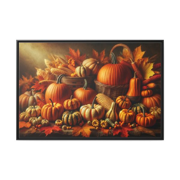 88289-106.jpg Assortment of Pumpkins, Gourds, and Autumn Leaves Framed Canvas