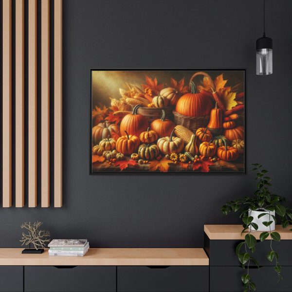 88289-109.jpg Assortment of Pumpkins, Gourds, and Autumn Leaves Framed Canvas