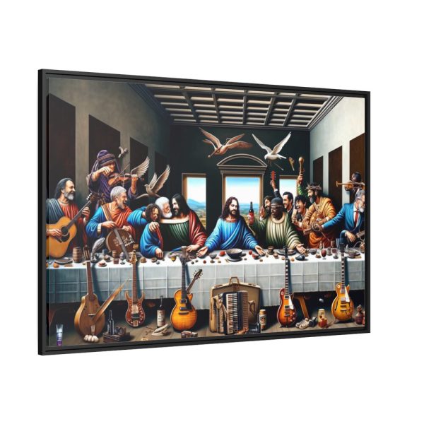 Modern Adaptation of Leonardo da Vinci's 'The Last Supper' With Legendary Musicians Framed Canvas