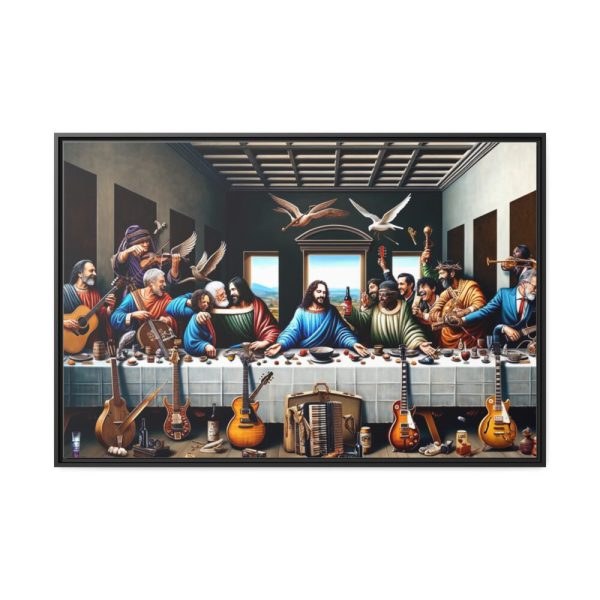 Modern Adaptation of Leonardo da Vinci's 'The Last Supper' With Legendary Musicians Framed Canvas