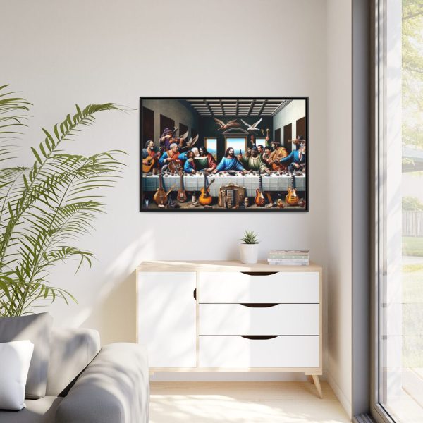 Modern Adaptation of Leonardo da Vinci's 'The Last Supper' With Legendary Musicians Framed Canvas