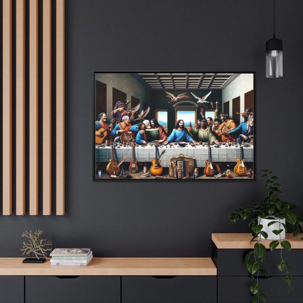Modern Adaptation of Leonardo da Vinci's 'The Last Supper' With Legendary Musicians Framed Canvas
