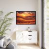 88289-123.jpg Golden Fields at Sunset With the Horizon Ablaze in Warm Colors Framed Canvas