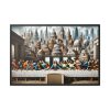 Modern Adaptation of Leonardo da Vinci's 'The Last Supper' With Iconic Architectural Wonders Framed Canvas