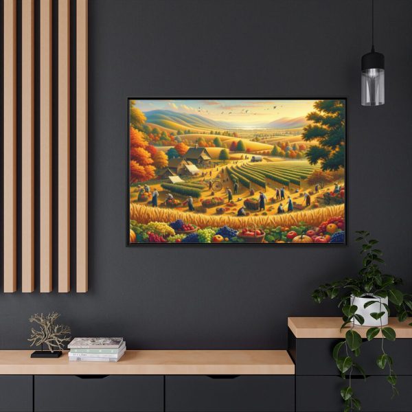 88289-144.jpg Traditional Harvest Scene Capturing the Essence of Pastoral Landscapes Framed Canvas