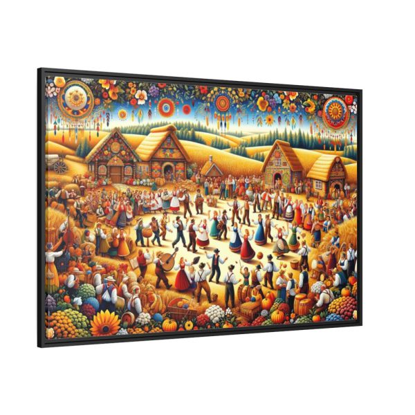 88289-150.jpg Spirit of Folk Art, Featuring a Harvest Festival Scene Framed Canvas