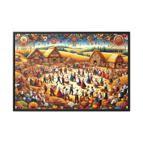 88289-151.jpg Spirit of Folk Art, Featuring a Harvest Festival Scene Framed Canvas