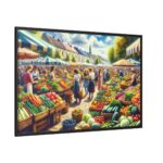 Lively Atmosphere of Farmers' Market Framed Canvas