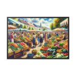 Lively Atmosphere of Farmers' Market Framed Canvas - Image 2