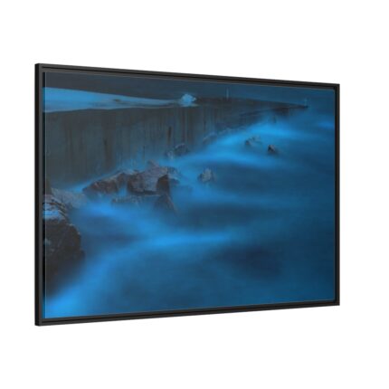 Blue Misty Sea at Night Framed Canvas