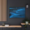 Blue Misty Sea at Night Framed Canvas