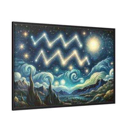 Zodiac Sign of Aquarius Framed Canvas