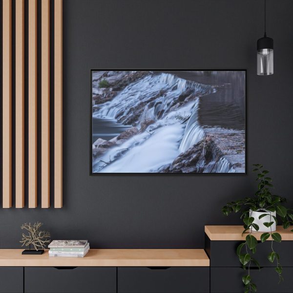 Waterfall River Close Up in France Framed Canvas