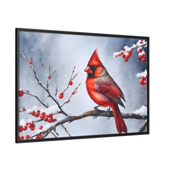 88289-235.jpg Red Cardinal Bird Winter Framed Canvas