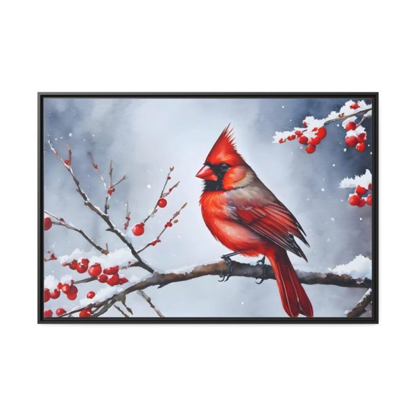 88289-236.jpg Red Cardinal Bird Winter Framed Canvas