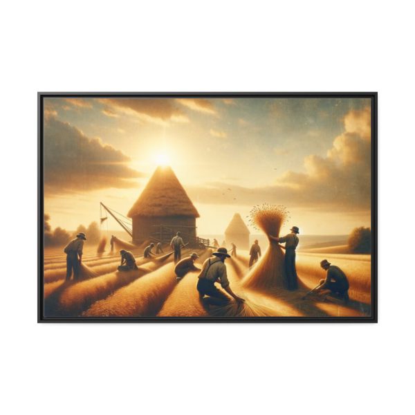 88289-246.jpg Vintage Harvest Scene With Workers Framed Canvas