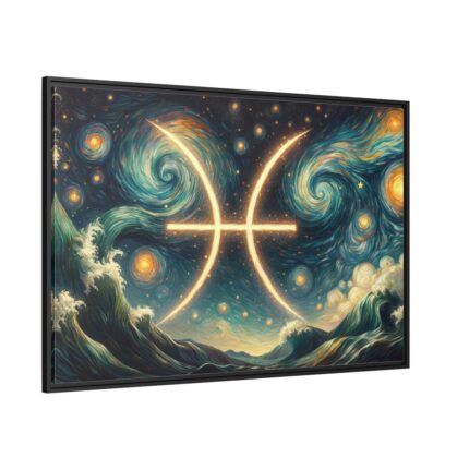 Zodiac Sign of Pisces Framed Canvas