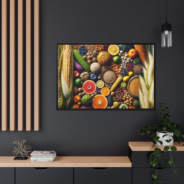 88289-269.jpg Macro Image Showcasing Detail of Fruits Grains and Vegetables Framed Canvas