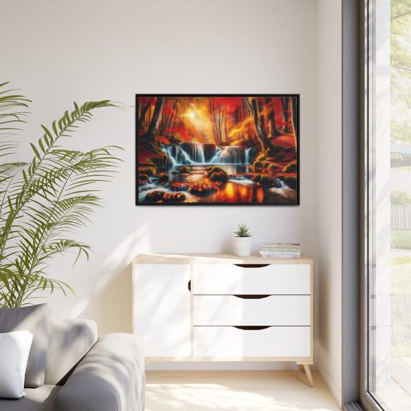 88289-298.jpg Autumn Waterfall Scene Framed Canvas