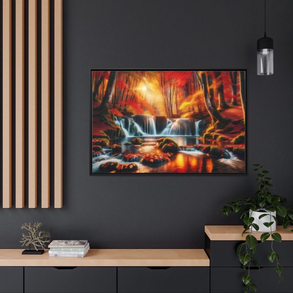 88289-299.jpg Autumn Waterfall Scene Framed Canvas