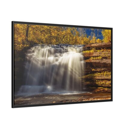 Waterfall in Autumn Framed Canvas