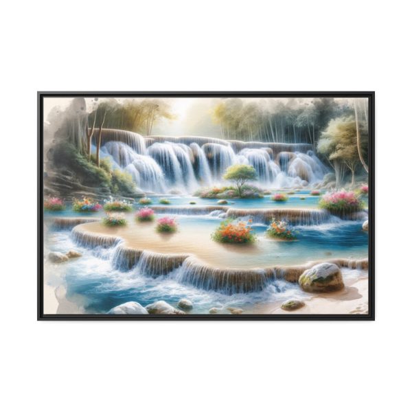 88289-331.jpg Watercolor-Style Painting of Waterfall Framed Canvas