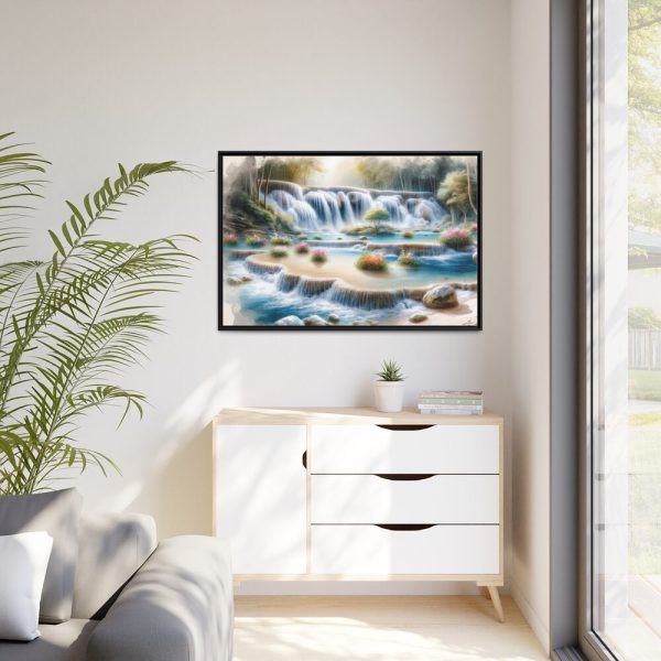 88289-333.jpg Watercolor-Style Painting of Waterfall Framed Canvas