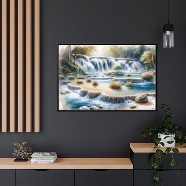 88289-334.jpg Watercolor-Style Painting of Waterfall Framed Canvas
