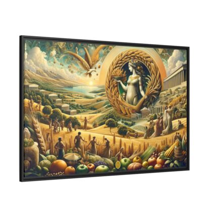 Mythological and Historical Elements to Depict Ancient Harvest Framed Canvas