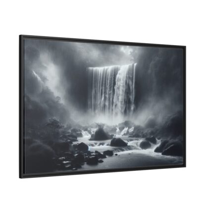 Waterfall on Rainy Day Framed Canvas