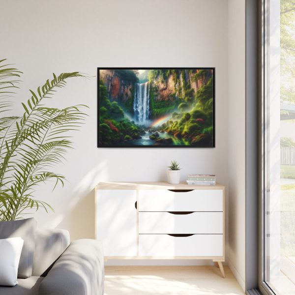 88289-348.jpg Waterfall Cascading Down Into Serene Pool Framed Canvas