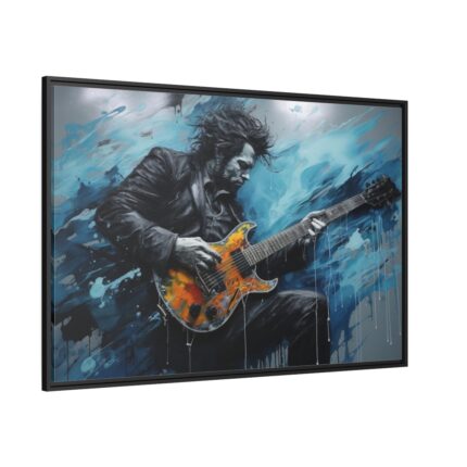 Man Playing Electric Guitar Art Framed Canvas