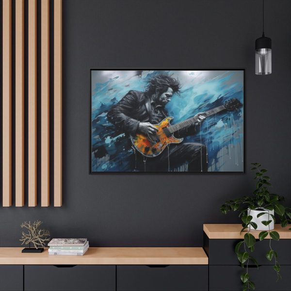 Man Playing Electric Guitar Art Framed Canvas