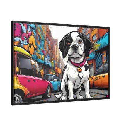 Cartoon Dog Art Illustration Framed Canvas