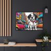 Cartoon Dog Art Illustration Framed Canvas