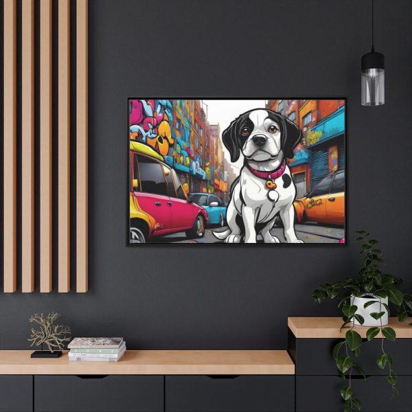 Cartoon Dog Art Illustration Framed Canvas