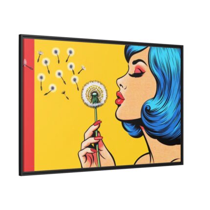 Girl With Blue Hair in Pop Art Style Framed Canvas