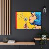 88289-449.jpg Girl With Blue Hair in Pop Art Style Framed Canvas