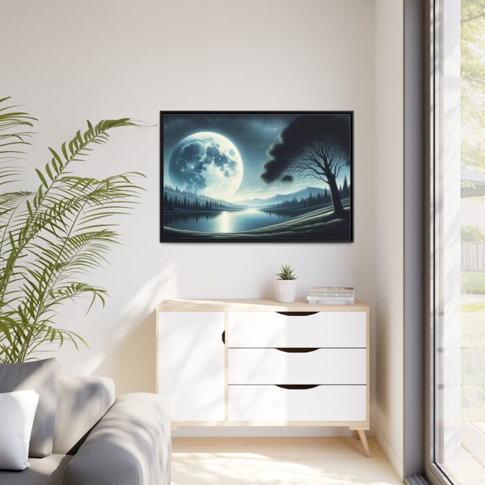 Serene Night Landscape Framed Canvas - Image 4
