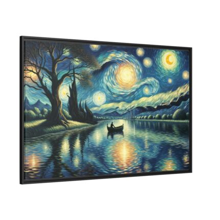 Men On the Boat in the Night Framed Canvas