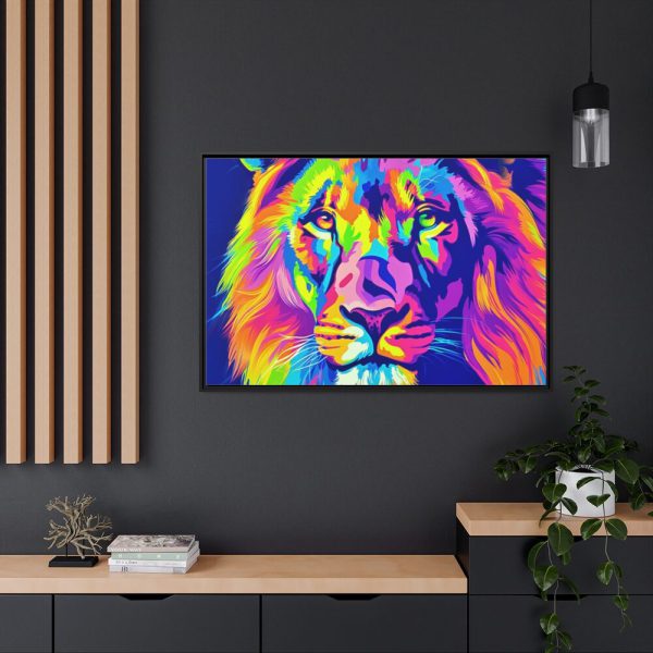 Lion's Splendor Pop Art Framed Canvas